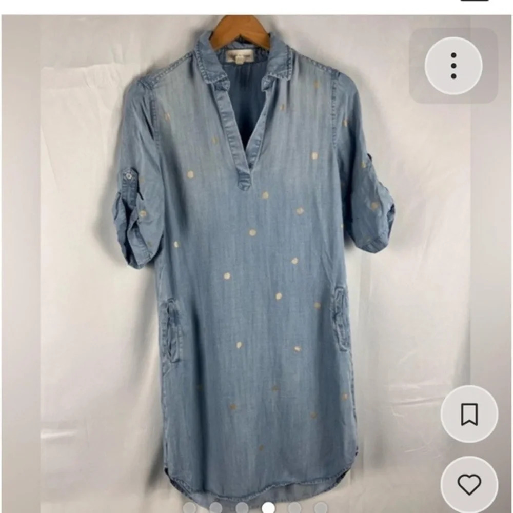 Cloth and Stone Blue Jean Dress with metallic dots.